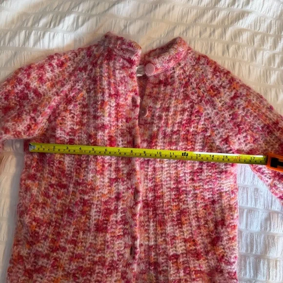Sezane Emile cardigan multicolored pink orange alpaca wool blend sweater - Picture 10 of 14